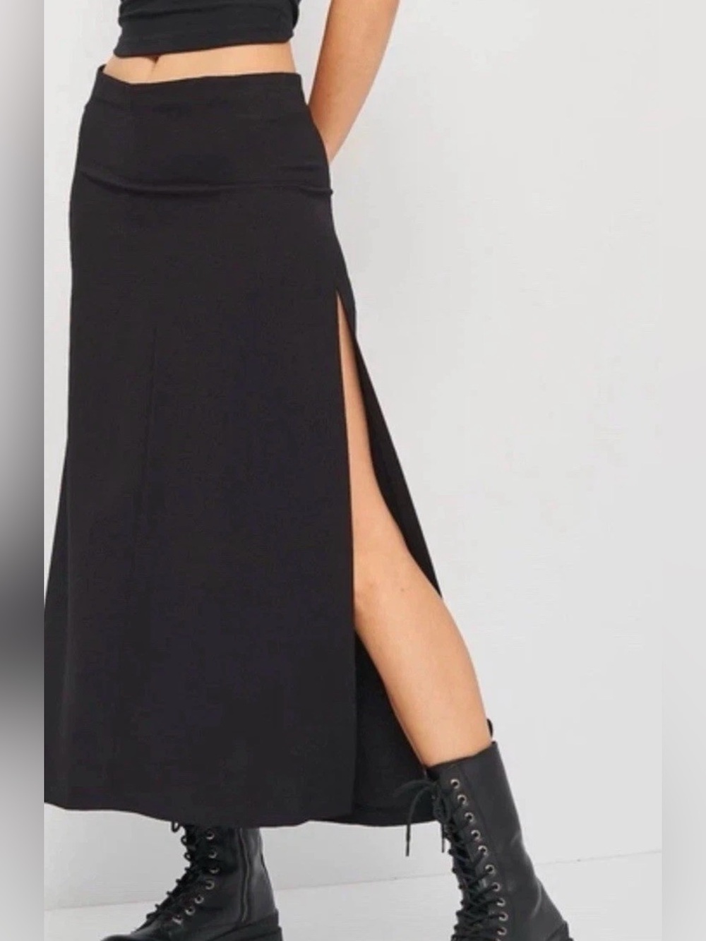 ZARA WOMAN LINE A SIDE SLIT MIDI SKIRT BLACK SZ M NWT